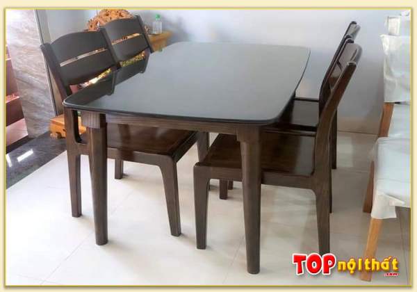 Hình ảnh Bộ bàn ăn đẹp gỗ Sồi kích thước 1m2 đơn giản BGATop-0004