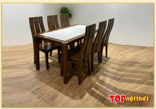 Hình ảnh Bộ bàn ăn đẹp mặt đá kết hợp ghế tựa cao BGATop-0057