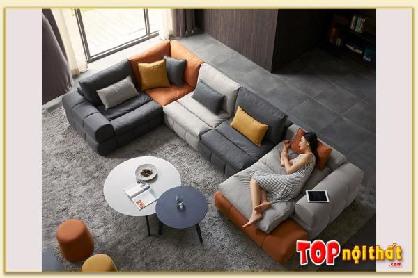 Hình ảnh Bộ ghế sofa góc bọc da kích thước lớn SofTop-0736