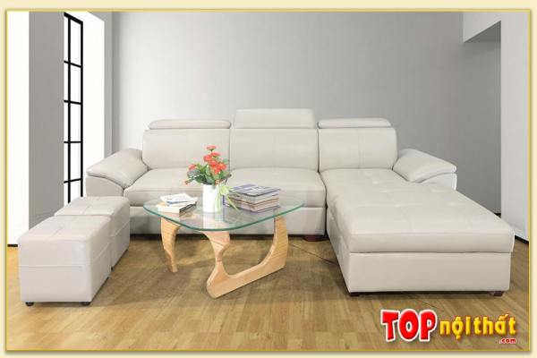 Hình ảnh Bộ ghế sofa góc chữ L chất liệu da hiện đại SofTop-0093