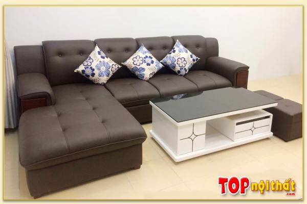 Hình ảnh Bộ ghế sofa phòng khách chất liệu da kiểu dáng chữ L SofTop-0157