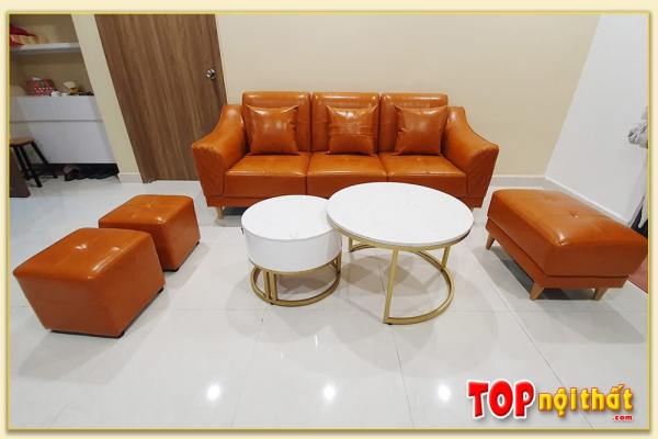 Hình ảnh Bộ ghế sofa văng đẹp cho nhà chung cư chất liệu da SofTop-0272