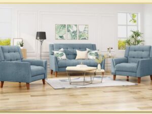 Hình ảnh Bộ ghế sofa văng nỉ màu xanh đẹp Softop-1419