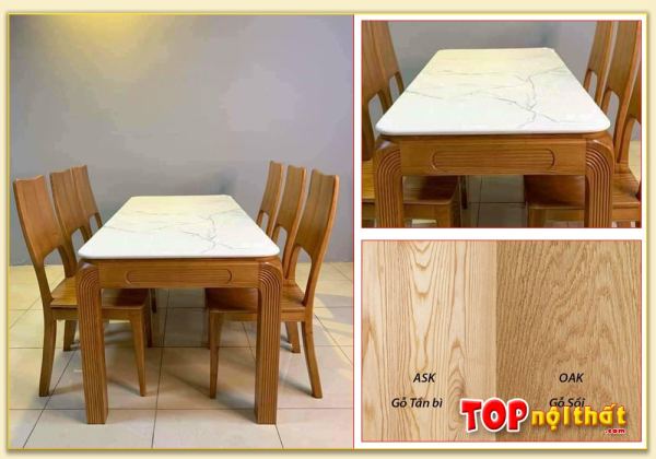 Hình ảnh Chất liệu bộ bàn ăn đẹp mặt đá tràn cạnh tựa cao BGATop-0013