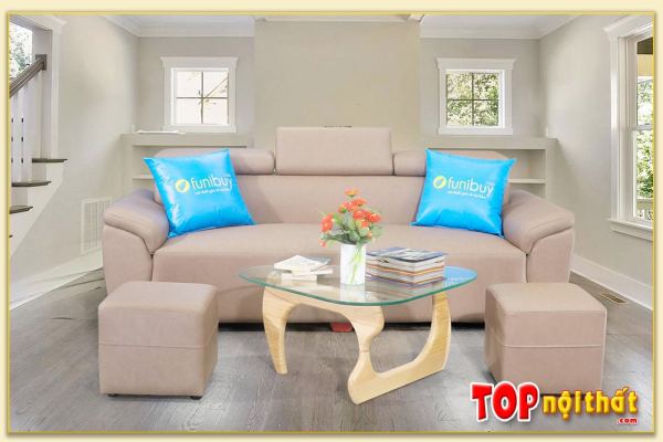 Hình ảnh Ghế sofa dạng văng bọc da thiết kế đẹp sang trọng SofTop-0565