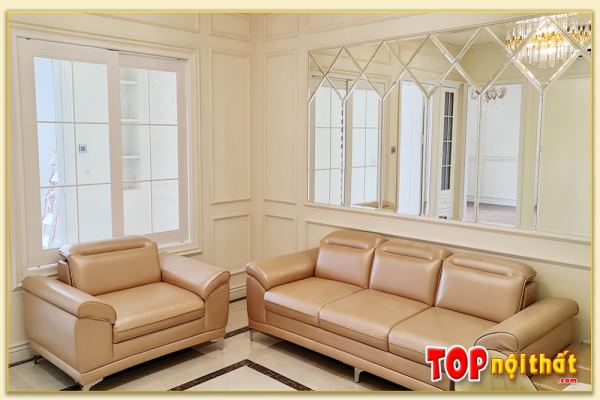 Hình ảnh Ghế sofa văng da theo bộ đẹp sang trọng kê phòng khách SofTop-0568