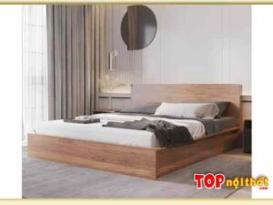 Hình ảnh Giường ngủ gỗ màu óc chó có hộc kéo đẹp GNTop-0293