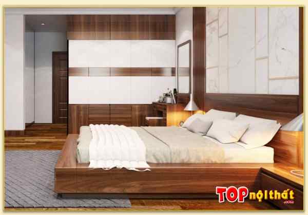 Hình ảnh Giường ngủ gỗ MDF đẹp kết hợp tủ đựng quần áo GNTop-0106