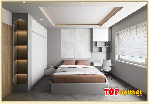 Hình ảnh Giường ngủ gỗ Melamine đẹp kiểu đơn giản GNTop-0220