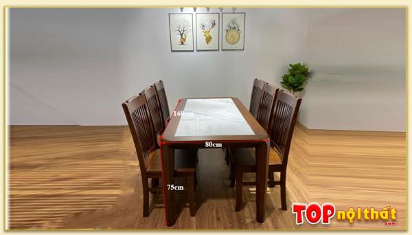Hình ảnh Kích thước bộ bàn ăn đẹp mặt đá 6 ghế TBA101