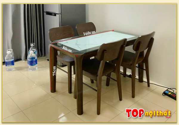 Hình ảnh Kích thước bộ bàn ăn đẹp mặt đá gỗ Sồi BGATop-0007