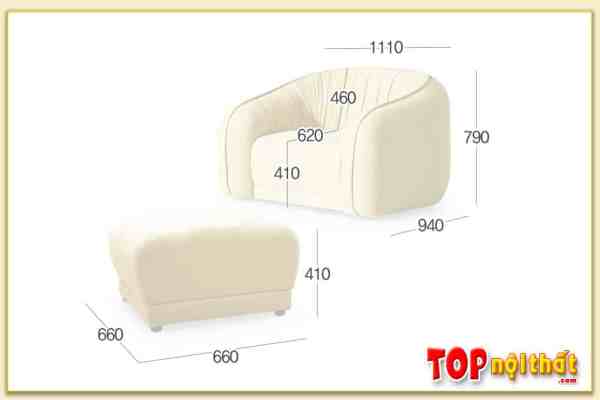 Hình ảnh Kích thước chi tiết mẫu ghế sofa đơn đẹp SofTop-0965
