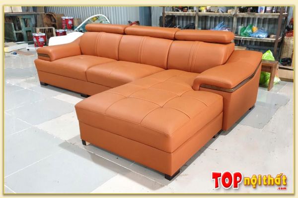 Hình ảnh Mẫu sofa da góc chữ L đẹp sang trọng chụp thực tế SofTop-0160