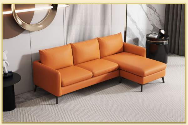 Hình ảnh Sofa da chữ L cỡ nhỏ gam màu cam nổi bật Softop-1650