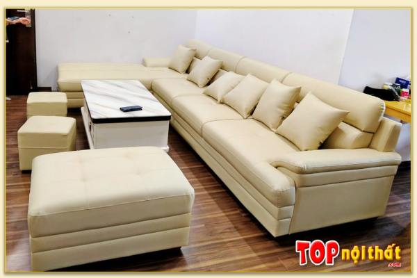 Hình ảnh Sofa da góc chữ L kích thước lớn cho phòng khách SofTop-0503