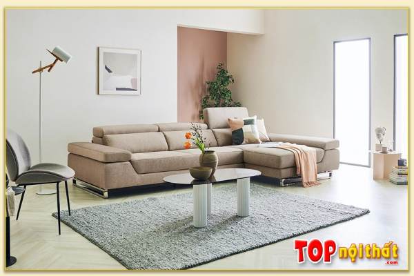 Hình ảnh Sofa góc nỉ phối trong không gian nội thất SofTop-0992