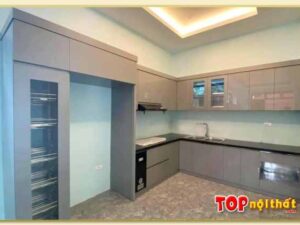 Hình ảnh Tủ bếp đẹp chữ L có ngăn để tủ lạnh rộng TBTop-0028