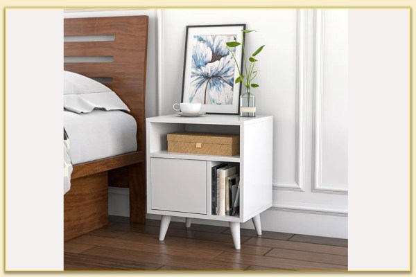 Hình ảnh tủ đầu giường có chân gỗ hiện đại TDGTop-0092