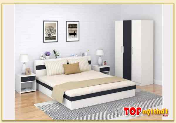 Hình ảnh Giường ngủ hiện đại đơn giản gỗ MDF màu trắng GNTop-0071