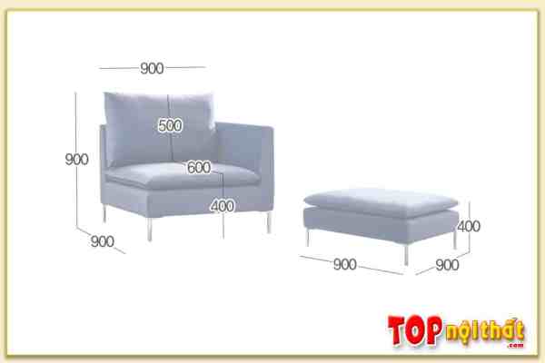 Hình ảnh Kích thước chi tiết ghế sofa đơn đẹp SofTop-0967
