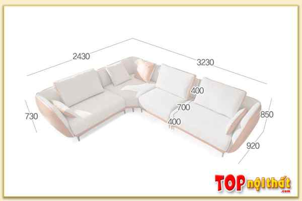 Hình ảnh Kích thước chi tiết ghế sofa góc vuông chữ L SofTop-0983