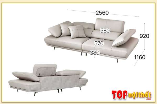 Hình ảnh Kích thước chi tiết ghế sofa văng 2 chỗ SofTop-0633