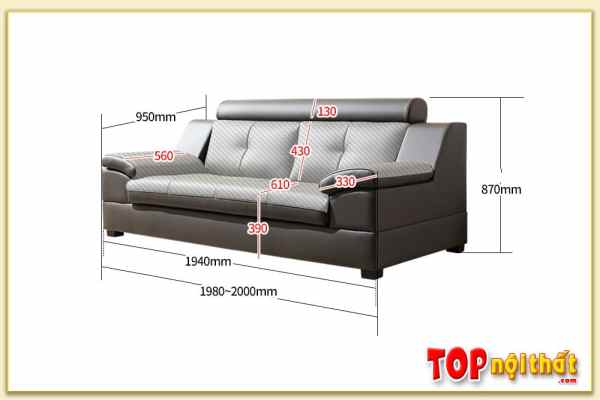 Hình ảnh Kích thước chi tiết ghế sofa văng SofTop-0891