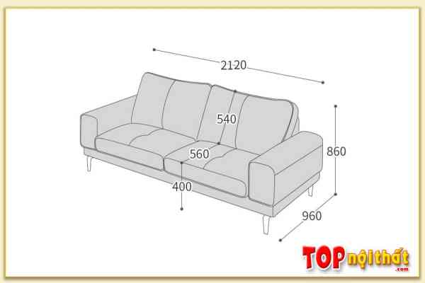 Hình ảnh Kích thước ghế sofa văng da SofTop-0849