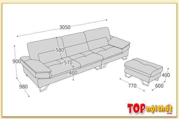 Hình ảnh Kích thước ghế sofa văng đẹp SofTop-0847