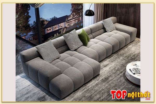 Hình ảnh Mẫu ghế sofa góc nỉ chữ L đẹp cho phòng khách rộng SofTop-0615