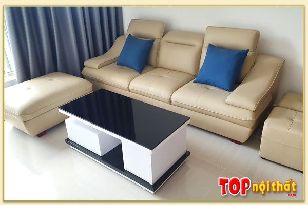 Hình ảnh Mẫu ghế sofa văng da có tựa gật gù đẹp hiện đại SofTop-0100