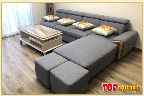 Hình ảnh Mẫu sofa nỉ chữ L kê phòng khách nhà chung cư đẹp sang trọng SofTop-0521