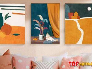 Tranh in canvas 3 tấm phong cách Bắc Âu treo phòng khách