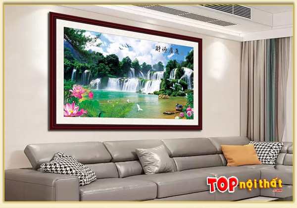 Tranh tráng gương cảnh đẹp thác nước treo trên sofa TraTop-3201