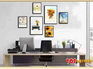 Bộ 6 khung tranh Canvas đẹp hoa Cúc treo ở phòng làm việc TraTop-3573