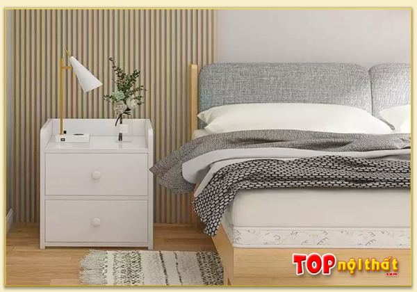 Hình ảnh Tủ đầu giường 2 ngăn kéo nhỏ gọn màu trắng Melamine TDGTop-0013